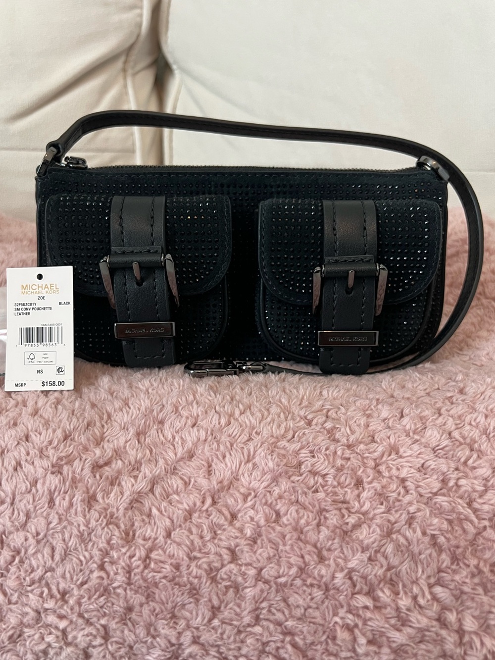 MICHAEL MICHAEL KORS
Zoe Small Embellished Suede Pochette